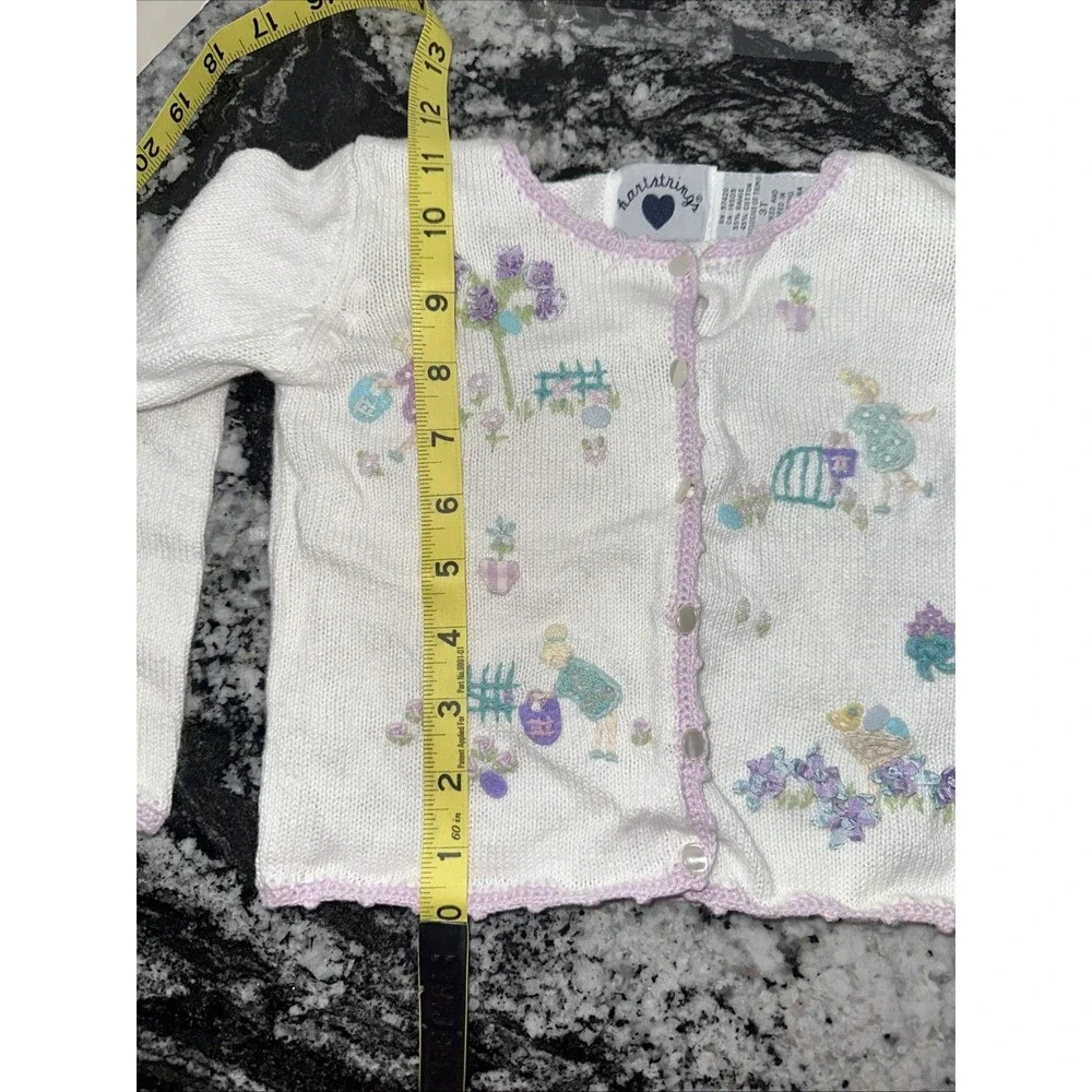 Vintage Hartstrings cardigan 3T   pastel floral and Easter Egg Hunt embroidery